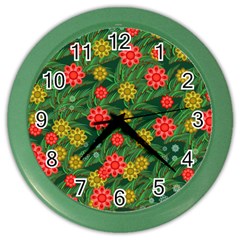 Completely Seamless Tile With Flower Color Wall Clocks by Simbadda