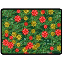 Completely Seamless Tile With Flower Fleece Blanket (large)  by Simbadda