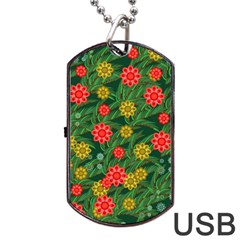 Completely Seamless Tile With Flower Dog Tag Usb Flash (one Side) by Simbadda