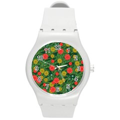 Completely Seamless Tile With Flower Round Plastic Sport Watch (m) by Simbadda