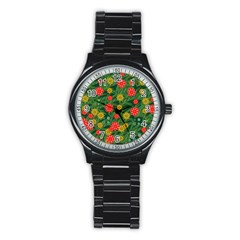 Completely Seamless Tile With Flower Stainless Steel Round Watch by Simbadda