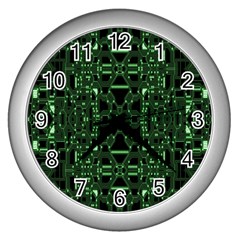 An Overly Large Geometric Representation Of A Circuit Board Wall Clocks (silver)  by Simbadda