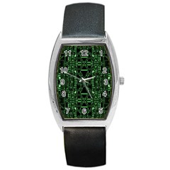 An Overly Large Geometric Representation Of A Circuit Board Barrel Style Metal Watch by Simbadda