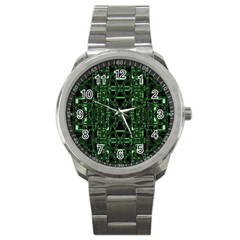 An Overly Large Geometric Representation Of A Circuit Board Sport Metal Watch by Simbadda