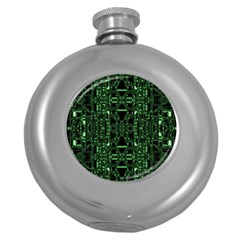 An Overly Large Geometric Representation Of A Circuit Board Round Hip Flask (5 Oz) by Simbadda