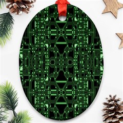 An Overly Large Geometric Representation Of A Circuit Board Oval Ornament (two Sides) by Simbadda