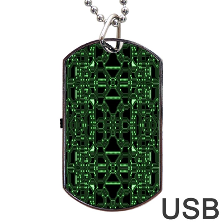 An Overly Large Geometric Representation Of A Circuit Board Dog Tag USB Flash (Two Sides)