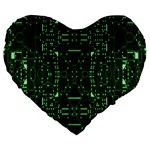 An Overly Large Geometric Representation Of A Circuit Board Large 19  Premium Heart Shape Cushions Front