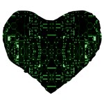 An Overly Large Geometric Representation Of A Circuit Board Large 19  Premium Heart Shape Cushions Back