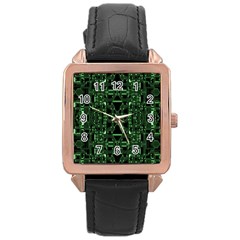 An Overly Large Geometric Representation Of A Circuit Board Rose Gold Leather Watch  by Simbadda