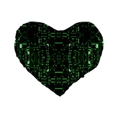 An Overly Large Geometric Representation Of A Circuit Board Standard 16  Premium Flano Heart Shape Cushions by Simbadda