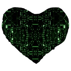 An Overly Large Geometric Representation Of A Circuit Board Large 19  Premium Flano Heart Shape Cushions by Simbadda