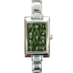 Camouflage Green Army Texture Rectangle Italian Charm Watch