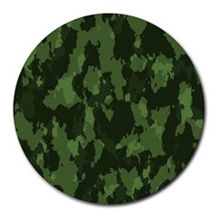 Camouflage Green Army Texture Round Mousepads by Simbadda