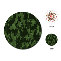 Camouflage Green Army Texture Playing Cards (round)  by Simbadda