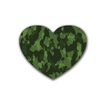 Camouflage Green Army Texture Rubber Coaster (Heart)  Front