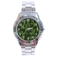 Camouflage Green Army Texture Stainless Steel Analogue Watch by Simbadda