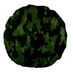 Camouflage Green Army Texture Large 18  Premium Round Cushions by Simbadda