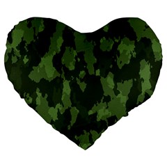 Camouflage Green Army Texture Large 19  Premium Heart Shape Cushions by Simbadda