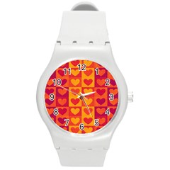 Pattern Round Plastic Sport Watch (m) by Valentinaart