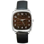 Pixel Pattern Colorful And Glowing Pixelated Square Metal Watch Front