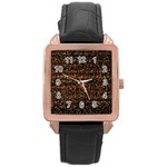 Pixel Pattern Colorful And Glowing Pixelated Rose Gold Leather Watch  Front