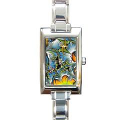 Fractal Background With Abstract Streak Shape Rectangle Italian Charm Watch by Simbadda