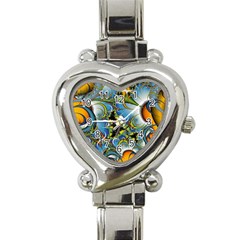 Fractal Background With Abstract Streak Shape Heart Italian Charm Watch by Simbadda