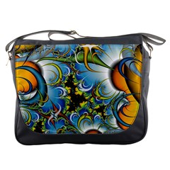 Fractal Background With Abstract Streak Shape Messenger Bags by Simbadda