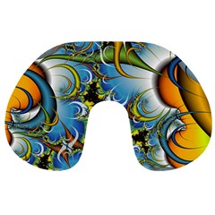 Fractal Background With Abstract Streak Shape Travel Neck Pillows by Simbadda