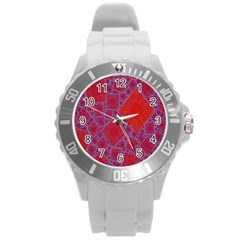 Voronoi Diagram Round Plastic Sport Watch (l) by Simbadda