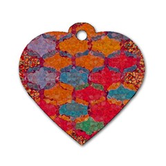 Abstract Art Pattern Dog Tag Heart (one Side) by Simbadda