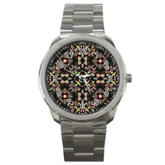 Abstract Elegant Background Pattern Sport Metal Watch by Simbadda