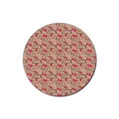 Vintage Flower Pattern  Rubber Coaster (round)  by TastefulDesigns