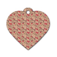 Vintage Flower Pattern  Dog Tag Heart (one Side) by TastefulDesigns