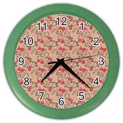 Vintage Flower Pattern  Color Wall Clocks by TastefulDesigns