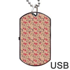 Vintage Flower Pattern  Dog Tag Usb Flash (one Side) by TastefulDesigns