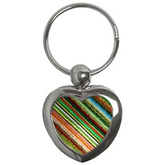 Colorful Stripe Extrude Background Key Chains (heart) 