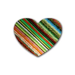 Colorful Stripe Extrude Background Heart Coaster (4 Pack)  by Simbadda