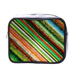 Colorful Stripe Extrude Background Mini Toiletries Bags by Simbadda