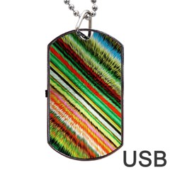 Colorful Stripe Extrude Background Dog Tag Usb Flash (one Side) by Simbadda