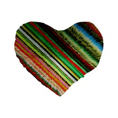 Colorful Stripe Extrude Background Standard 16  Premium Heart Shape Cushions