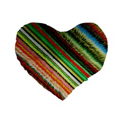 Colorful Stripe Extrude Background Standard 16  Premium Flano Heart Shape Cushions by Simbadda