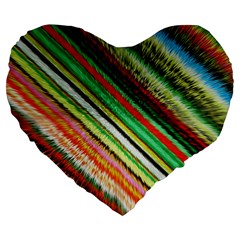 Colorful Stripe Extrude Background Large 19  Premium Flano Heart Shape Cushions by Simbadda