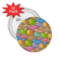 Fishes Cartoon 2 25  Buttons (10 Pack)  by sifis