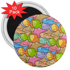 Fishes Cartoon 3  Magnets (10 Pack) 