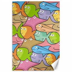 Fishes Cartoon Canvas 12  X 18   by sifis