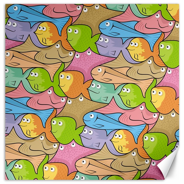 Fishes Cartoon Canvas 20  x 20  