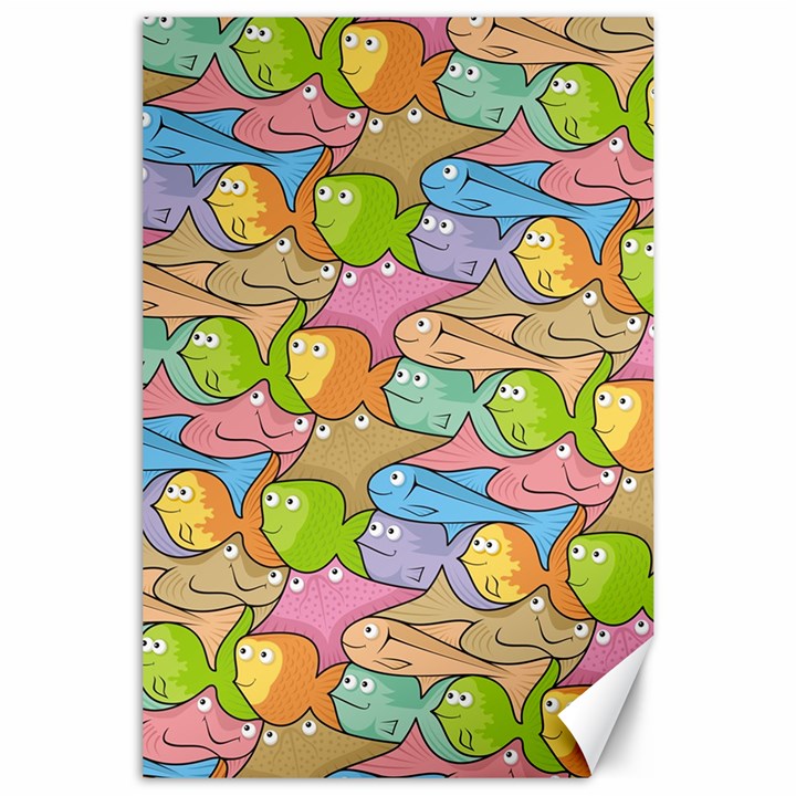 Fishes Cartoon Canvas 24  x 36 