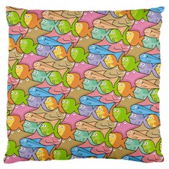 Fishes Cartoon Large Cushion Case (one Side) by sifis